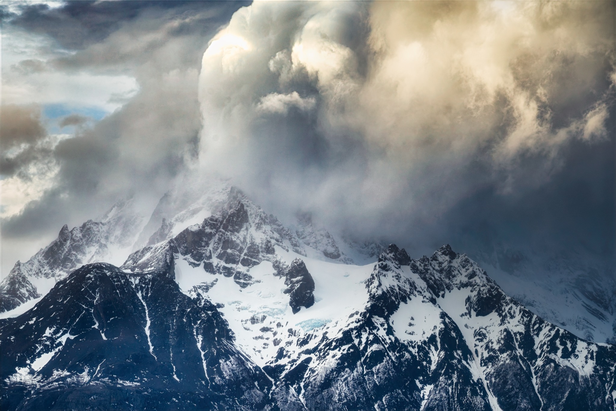Storm clouds above the mountains of Torres del Paine